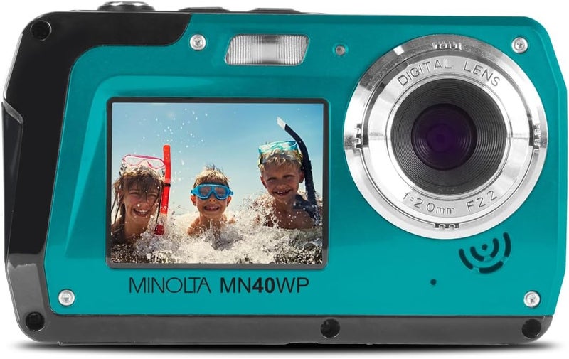 Minolta MN40WP 48MP Waterproof Digital Camera – Dual LCD Screens, 2.7K QHD Video, 16x Digital Zoom, Anti-Shake, Face Detection, 10ft Waterproof (Blue​) - Image 3